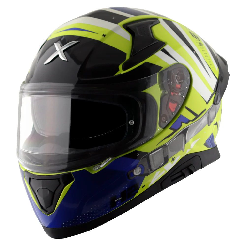 Axor Apex Hex-2 Helmet - Neon Yellow / Blue Gloss