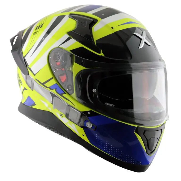 Axor Apex Hex-2 Helmet - Neon Yellow / Blue Gloss