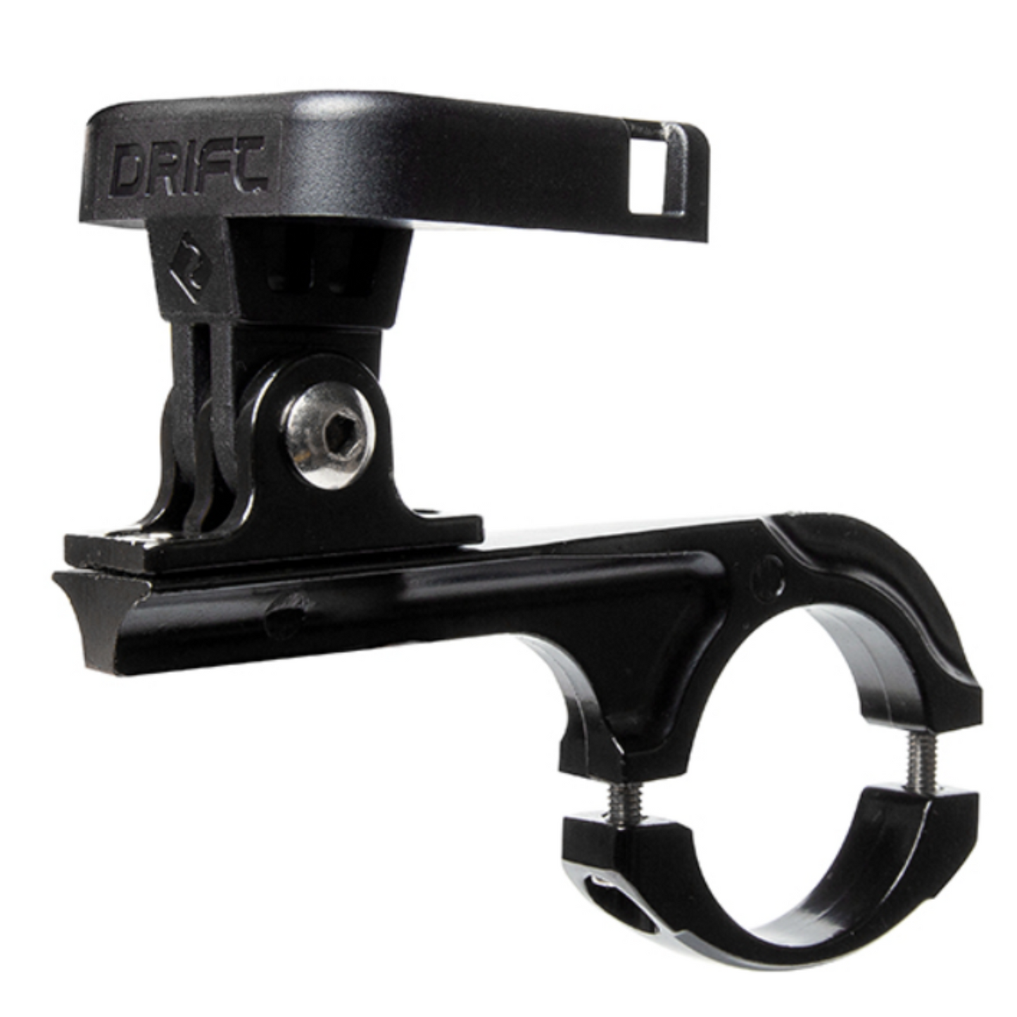 Black bike handlebar mount with 'DRIFT' branding on a white background