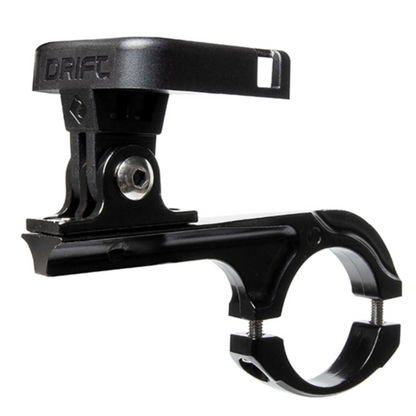 Black bike handlebar mount with 'DRIFT' branding on a white background